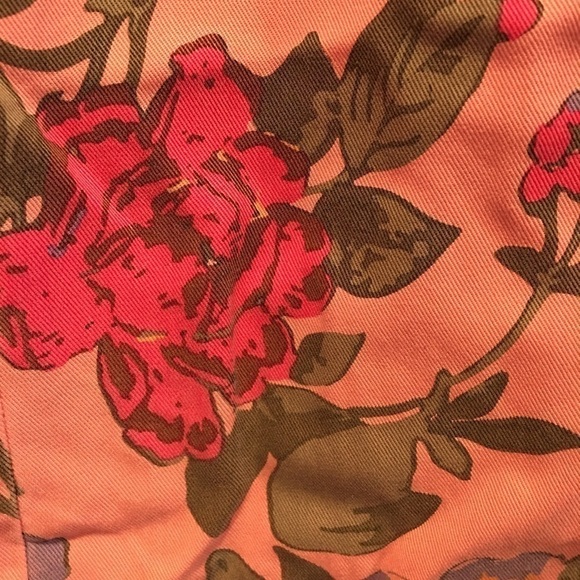 PAM & GELA Pink Floral Wide Leg Pants Green Tuxedo Stripe Size P - Picture 6 of 6